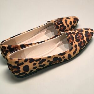 Musshoe Leopard Print Pointed Toe Ballet Flats Women's Loafers NWOT